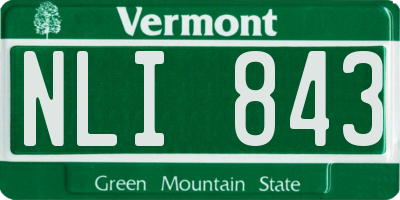 VT license plate NLI843