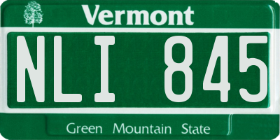 VT license plate NLI845