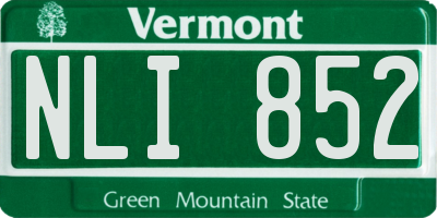 VT license plate NLI852