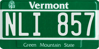 VT license plate NLI857