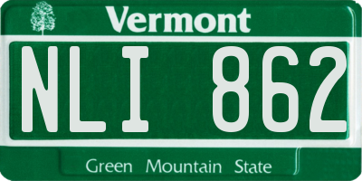 VT license plate NLI862