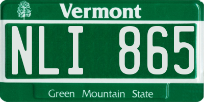 VT license plate NLI865