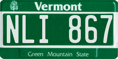 VT license plate NLI867