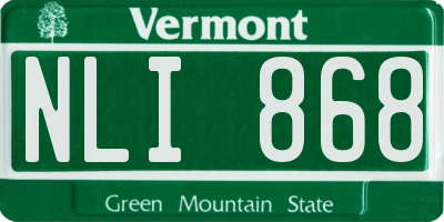 VT license plate NLI868