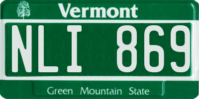 VT license plate NLI869