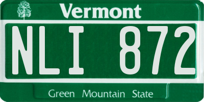 VT license plate NLI872