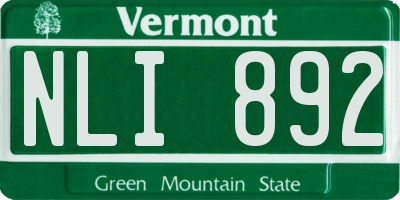 VT license plate NLI892
