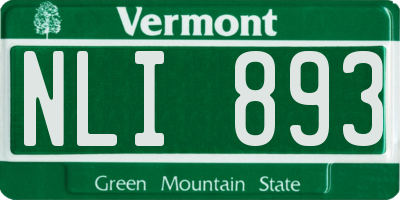 VT license plate NLI893