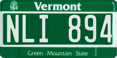 VT license plate NLI894