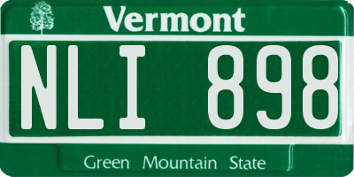 VT license plate NLI898