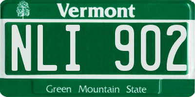 VT license plate NLI902