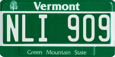 VT license plate NLI909