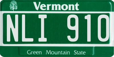 VT license plate NLI910