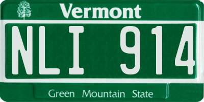 VT license plate NLI914