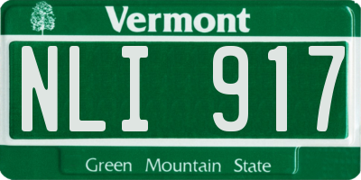 VT license plate NLI917