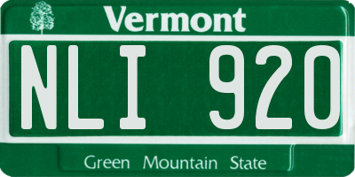 VT license plate NLI920