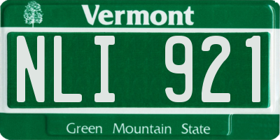 VT license plate NLI921