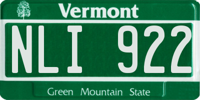 VT license plate NLI922