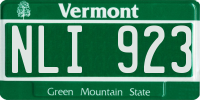 VT license plate NLI923