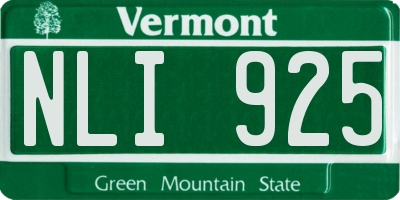 VT license plate NLI925