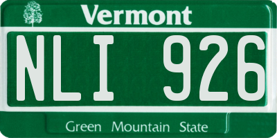 VT license plate NLI926