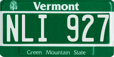 VT license plate NLI927