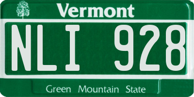 VT license plate NLI928