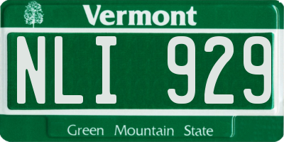 VT license plate NLI929
