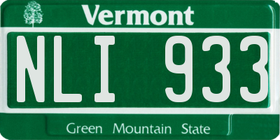 VT license plate NLI933