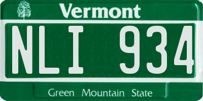 VT license plate NLI934