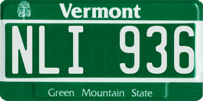 VT license plate NLI936