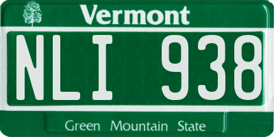 VT license plate NLI938