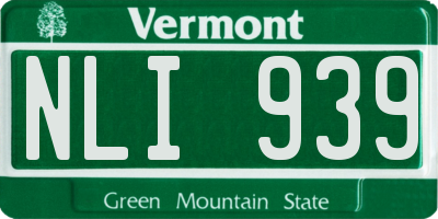 VT license plate NLI939
