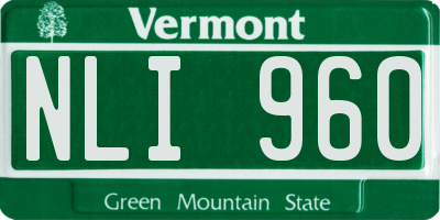 VT license plate NLI960