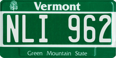 VT license plate NLI962