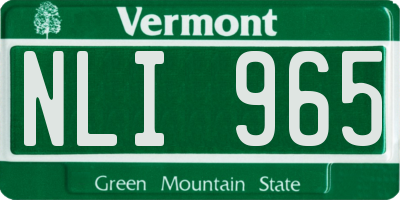 VT license plate NLI965
