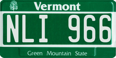 VT license plate NLI966
