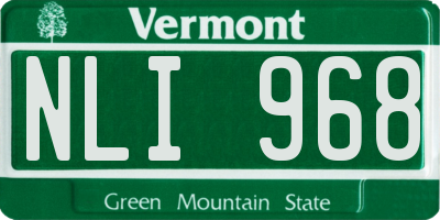 VT license plate NLI968