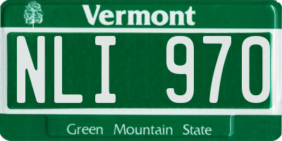 VT license plate NLI970