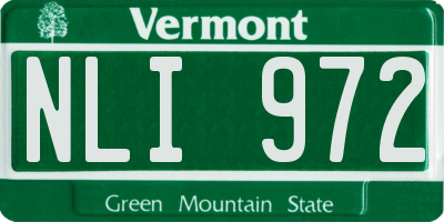 VT license plate NLI972