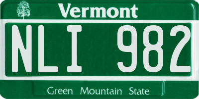 VT license plate NLI982