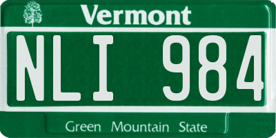 VT license plate NLI984