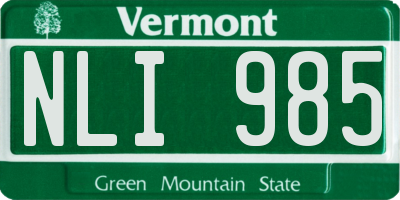 VT license plate NLI985