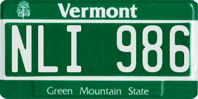 VT license plate NLI986