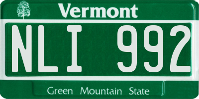 VT license plate NLI992