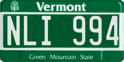 VT license plate NLI994