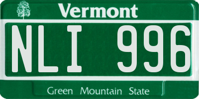 VT license plate NLI996