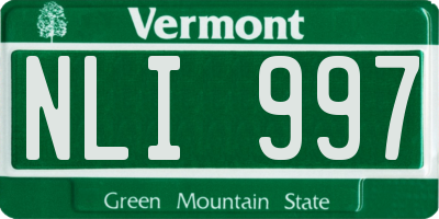 VT license plate NLI997