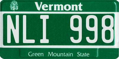 VT license plate NLI998