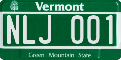 VT license plate NLJ001